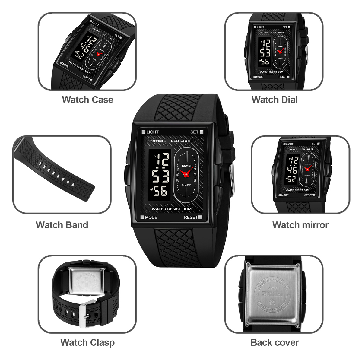 Skmei 2213 Outdoor Sports Square Men's Electronic Watch
