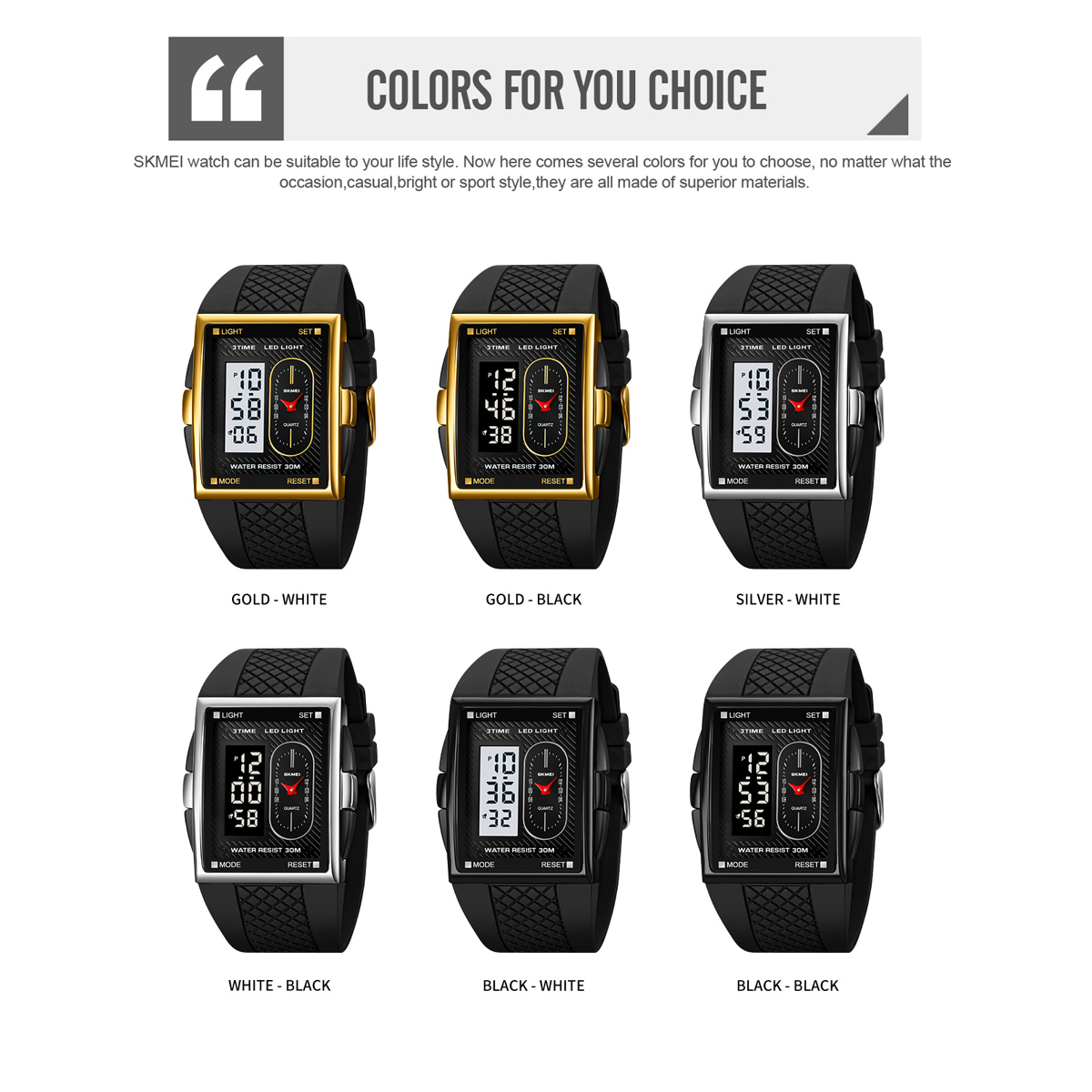 Skmei 2213 Outdoor Sports Square Men's Electronic Watch