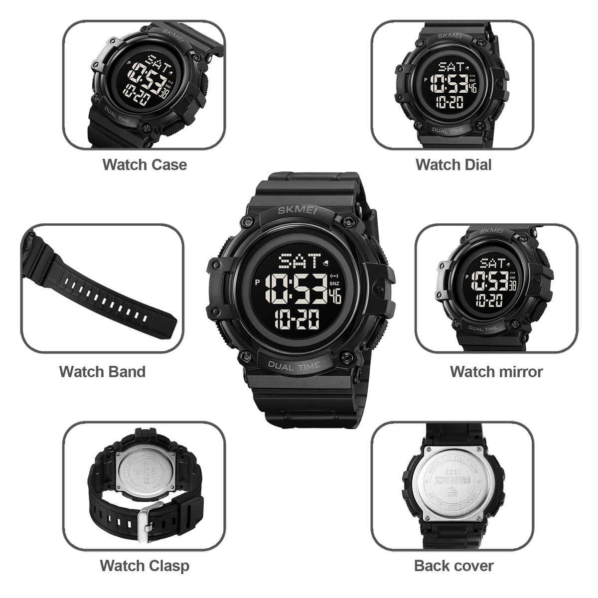 SKMEI 2230 BIG SCREEN DIGITAL WATCH