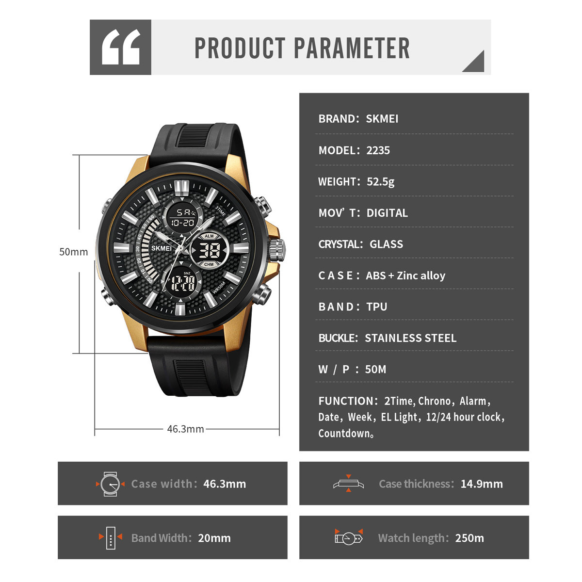 skmei 2235 Dual display digital watch