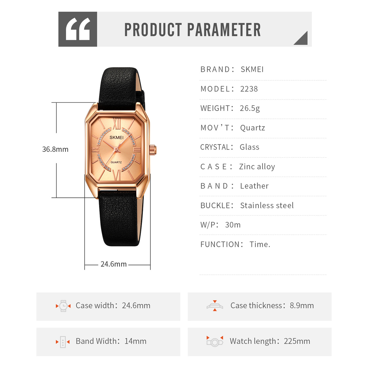 SKMEI 2238 Luxury Quartz Watch Ladies