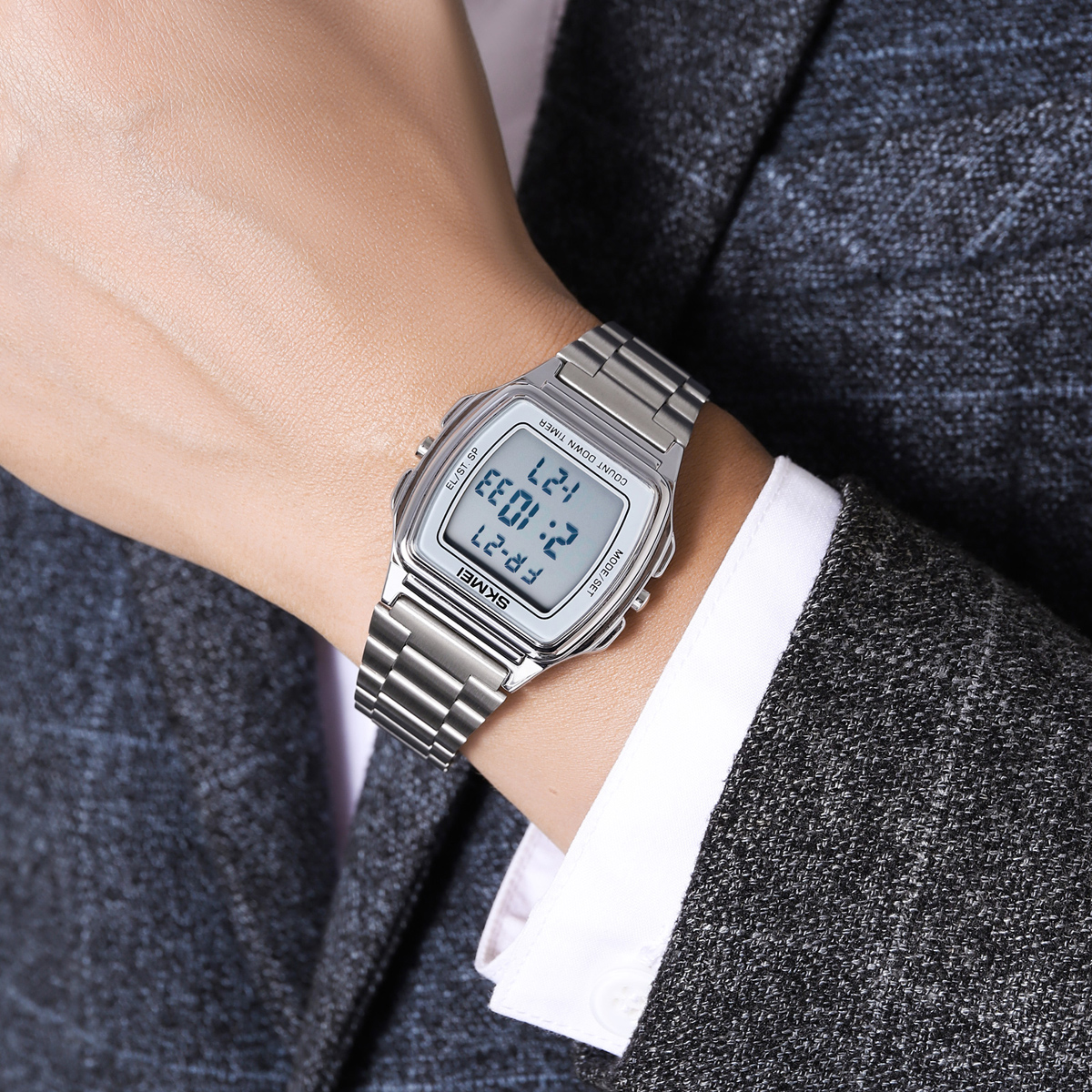 Men Digital Watch Skmei 2239 Stainless Steel Strap