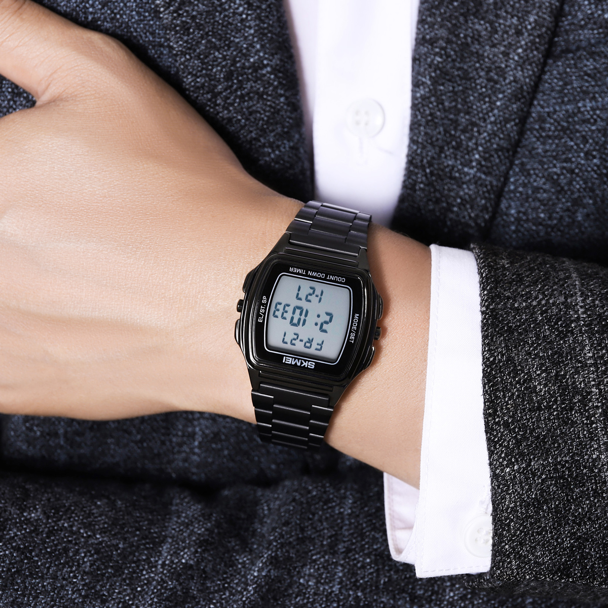 Men Digital Watch Skmei 2239 Stainless Steel Strap