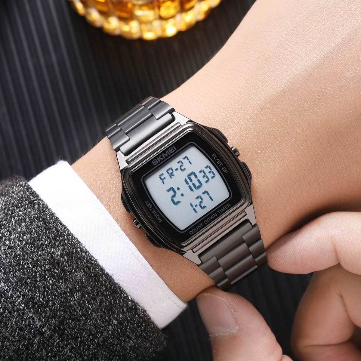 Men Digital Watch Skmei 2239 Stainless Steel Strap