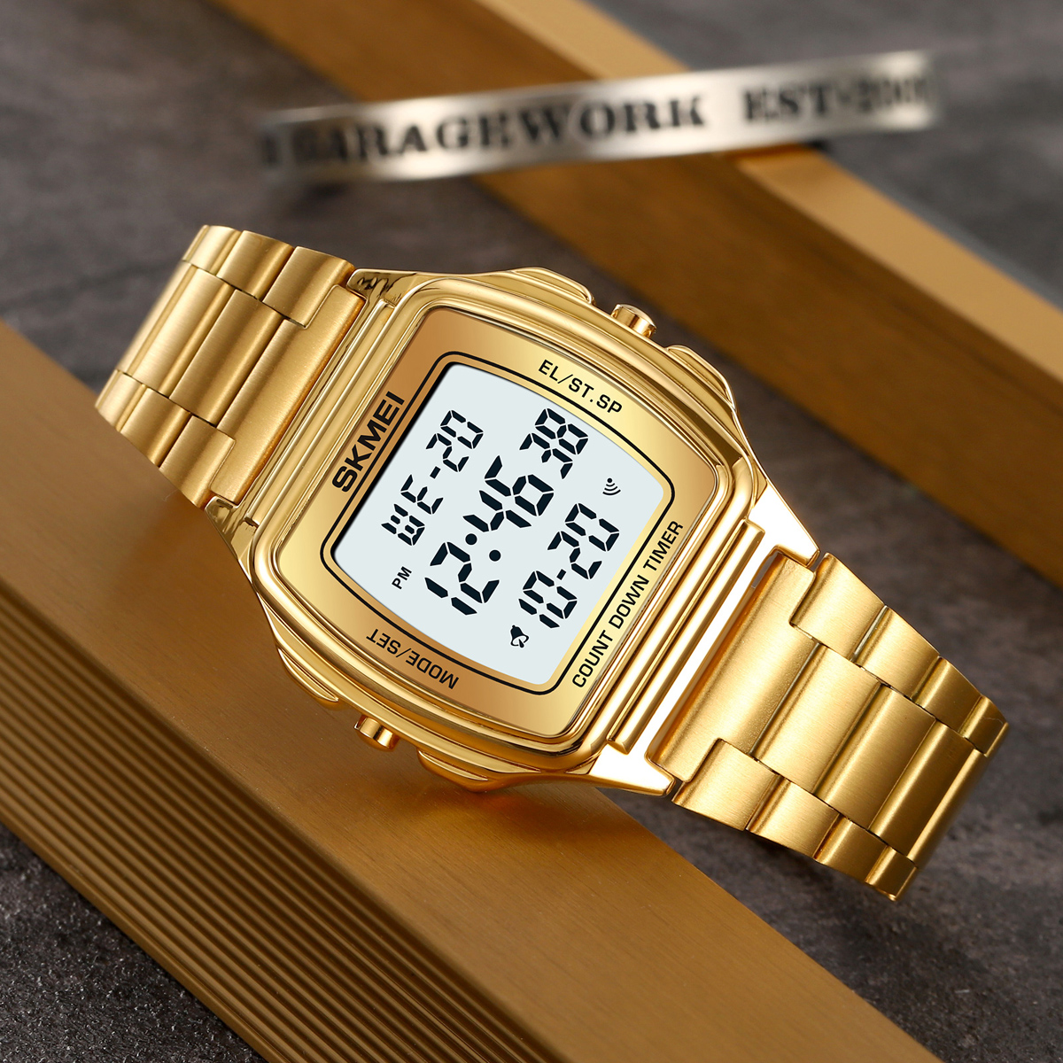 Men Digital Watch Skmei 2239 Stainless Steel Strap