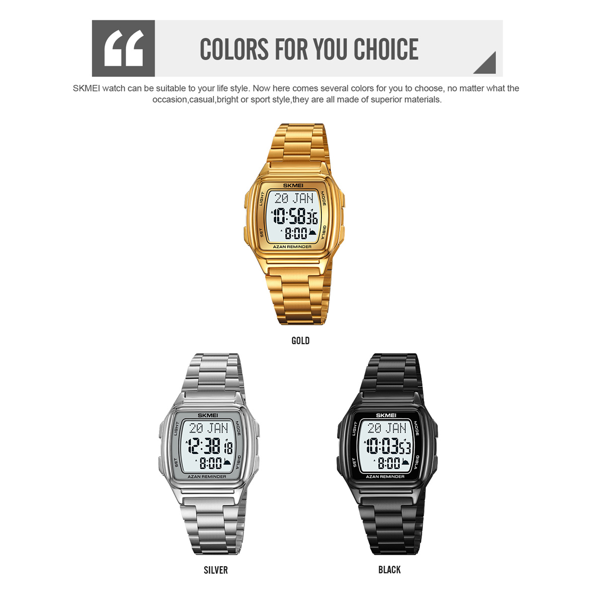 SKMEI 2240 Bookmark Qibla Direction Compass Watch