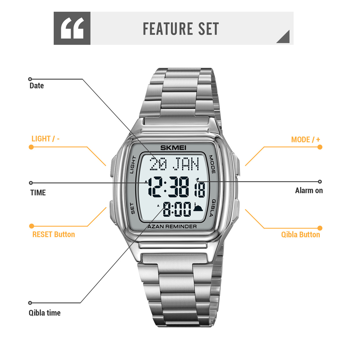 SKMEI 2240 Bookmark Qibla Direction Compass Watch