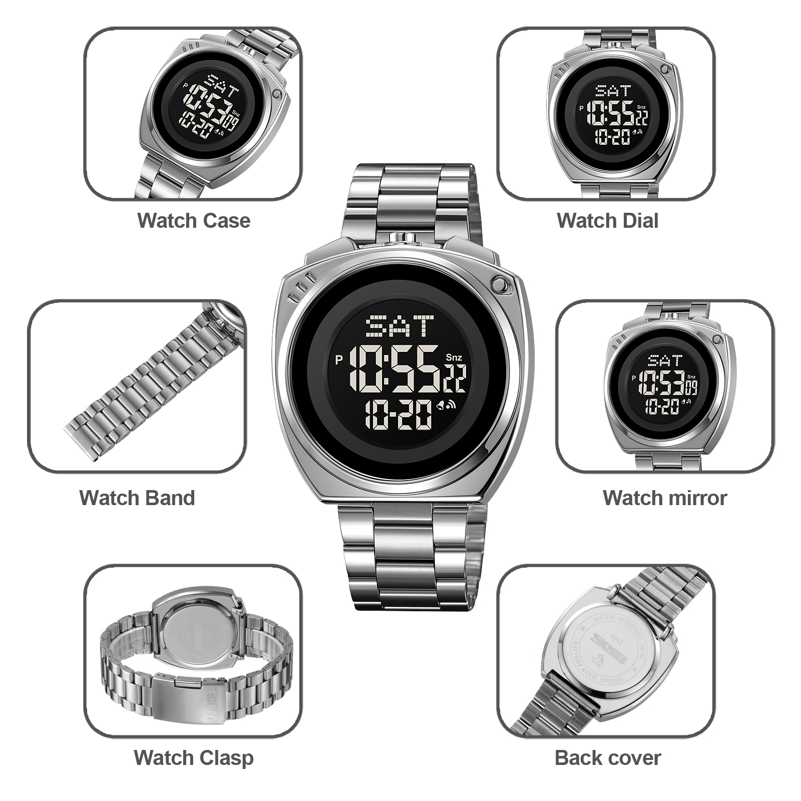 2242 skmei matel case digital watch
