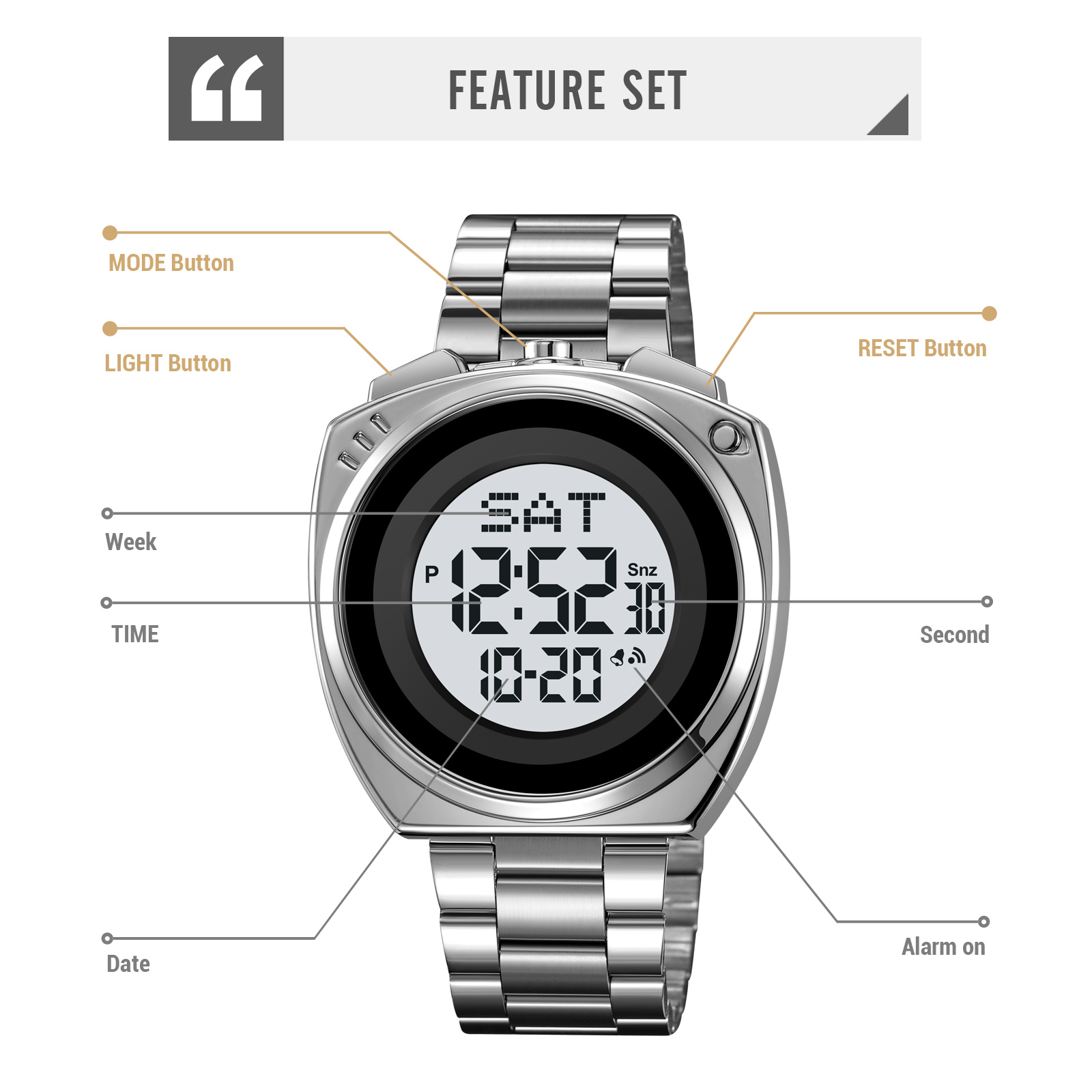 2242 skmei matel case digital watch