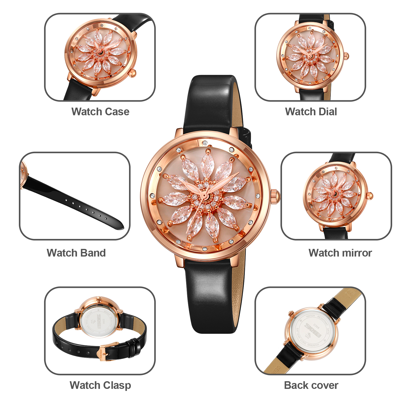 skmei 2268 fashion flower women wristwatch