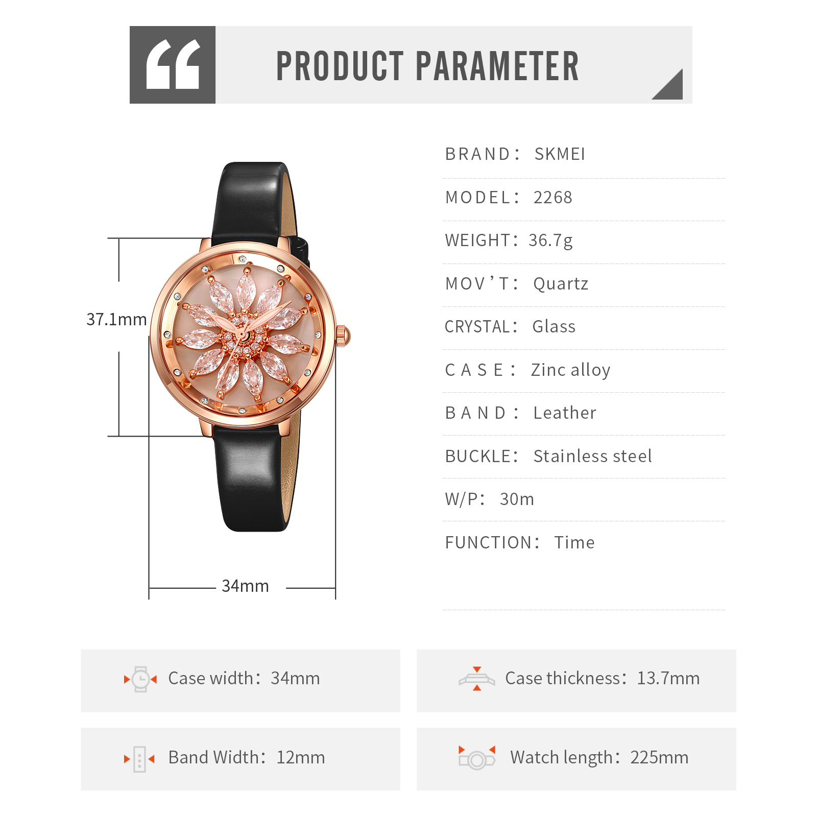 skmei 2268 fashion flower women wristwatch