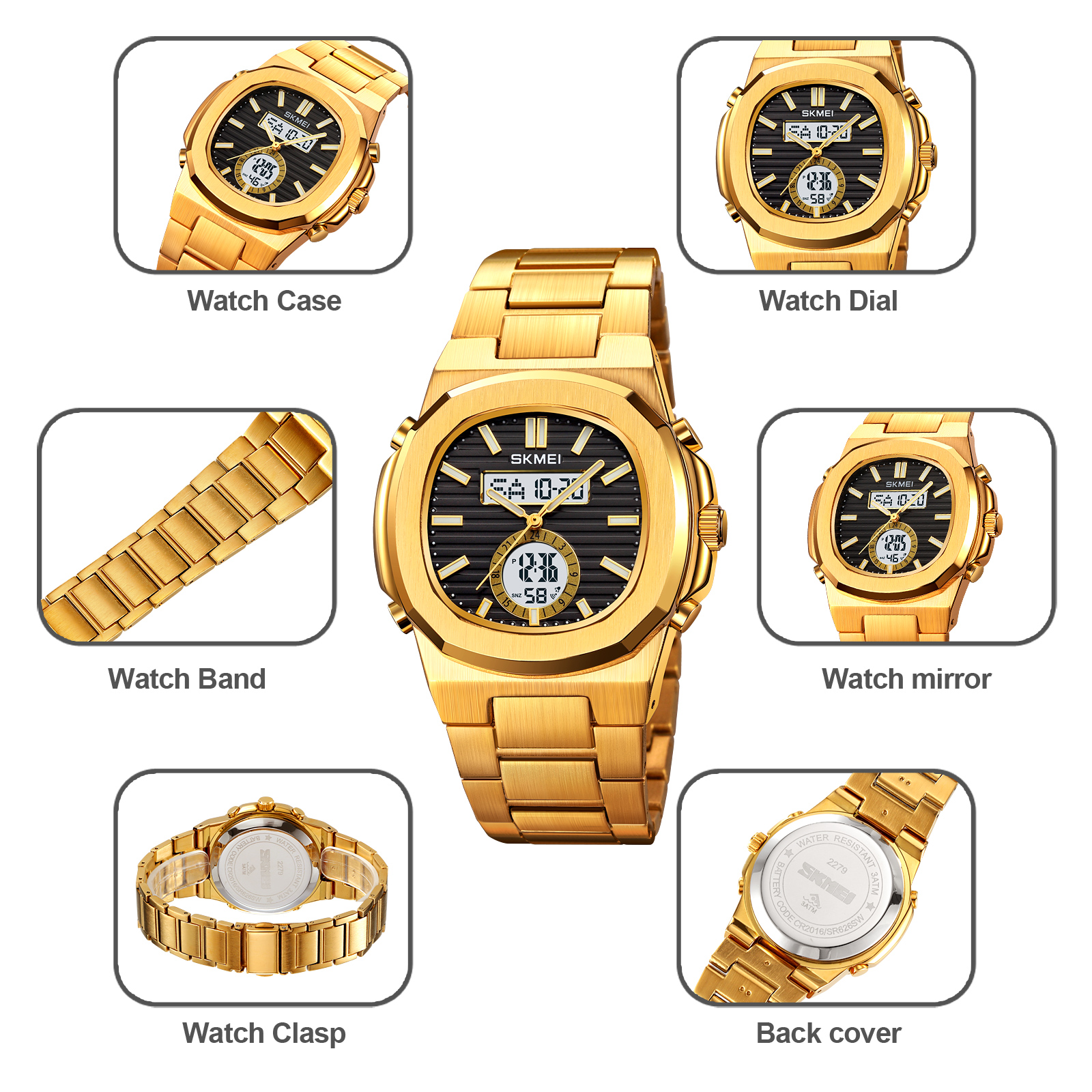 skmei 2279 metal digital fashion watch