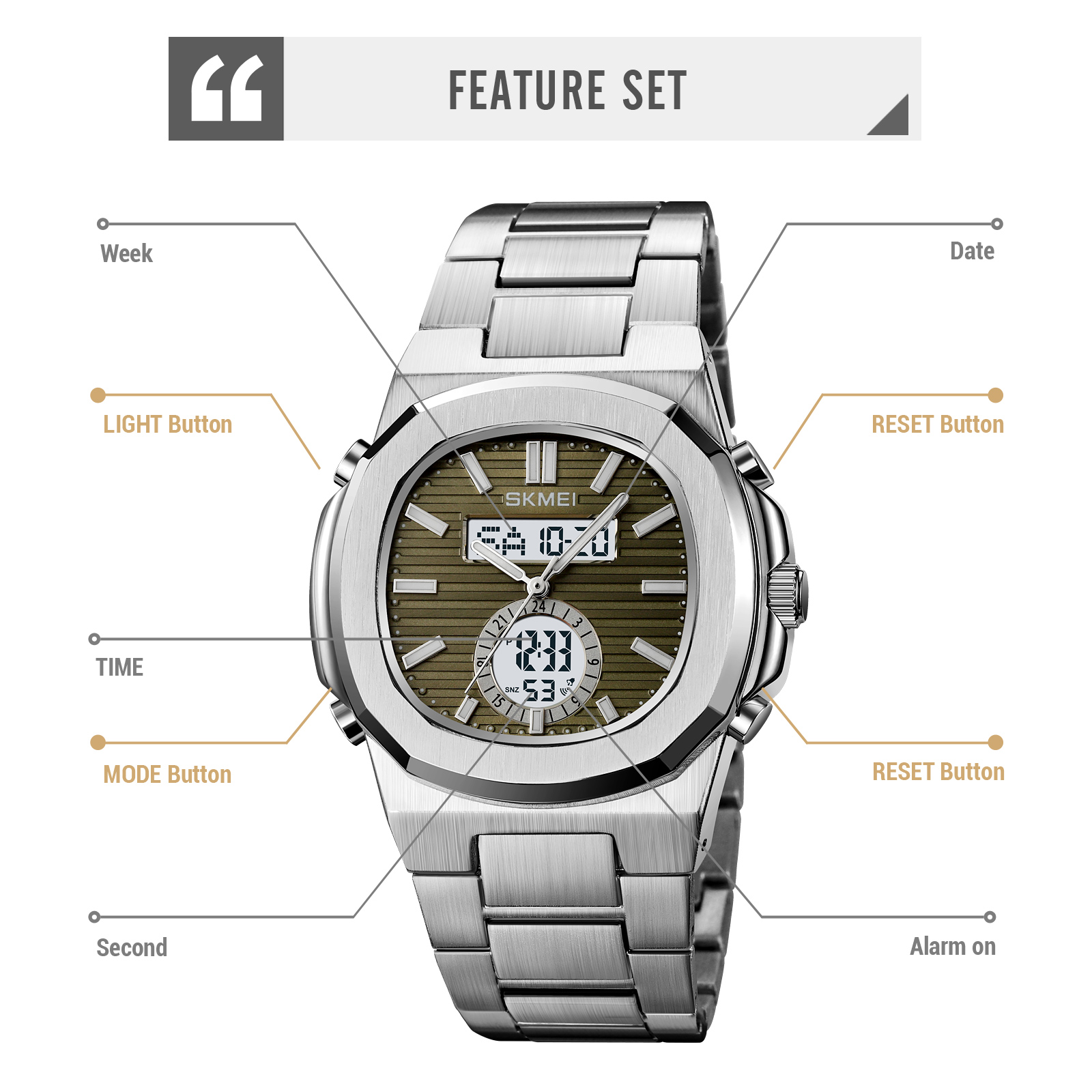 skmei 2279 metal digital fashion watch