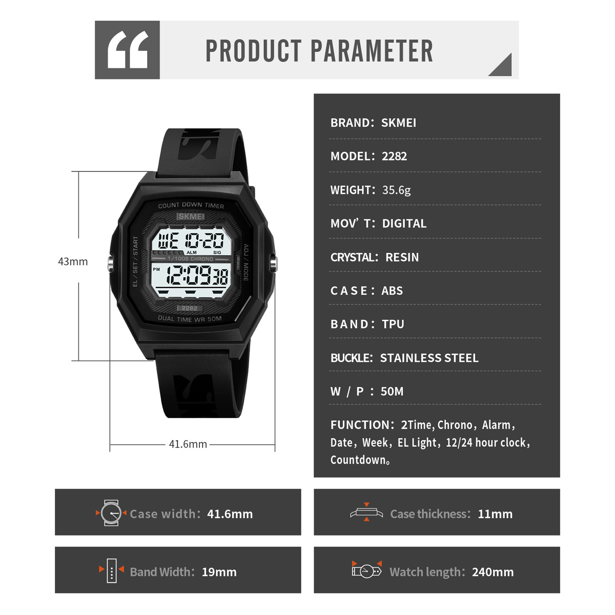 SKMEI 2282 Colorful Digital Watch for Teenager Sport Style 