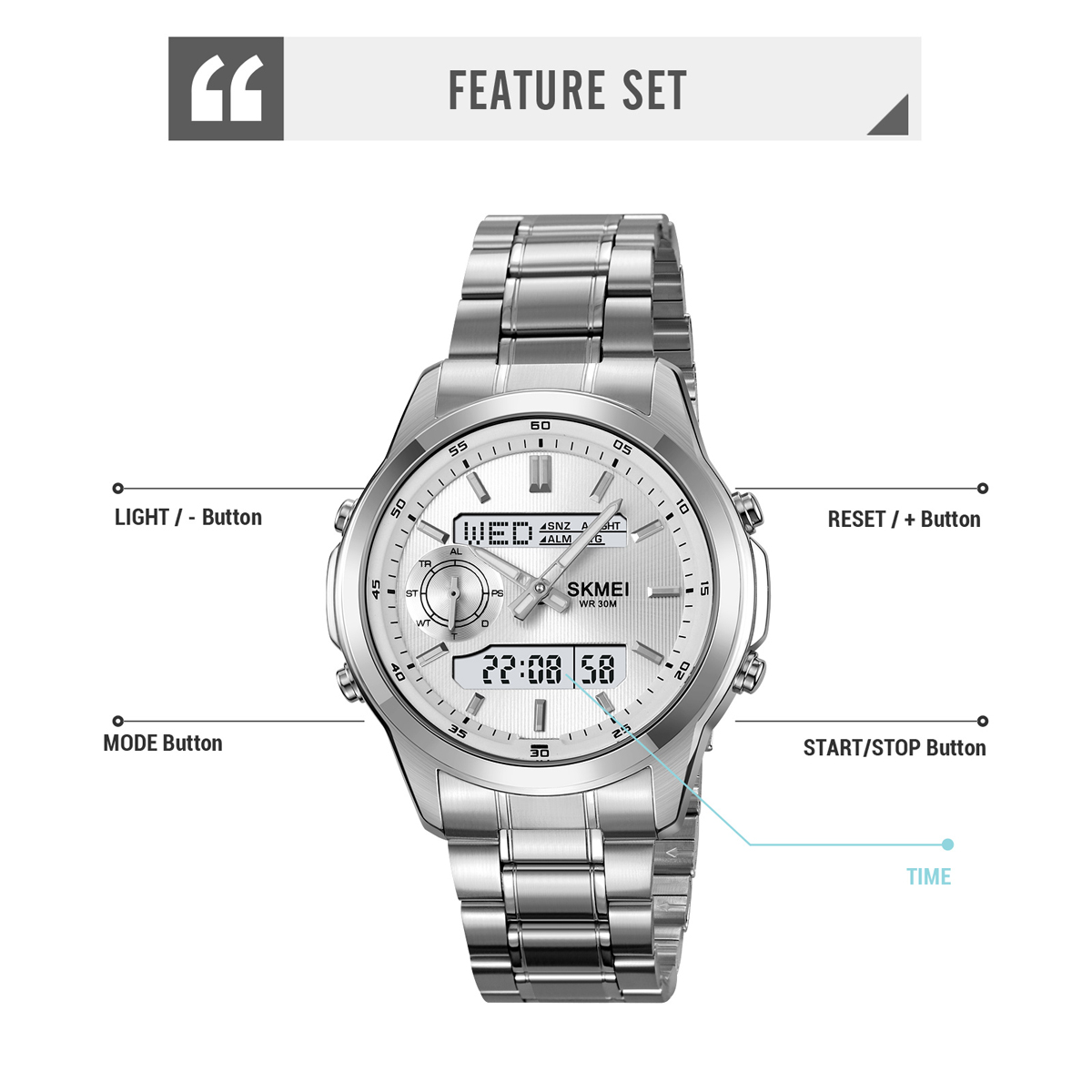 SKMEI 2284  Custom Electronic Luxury Alarm Wristwatches Digital