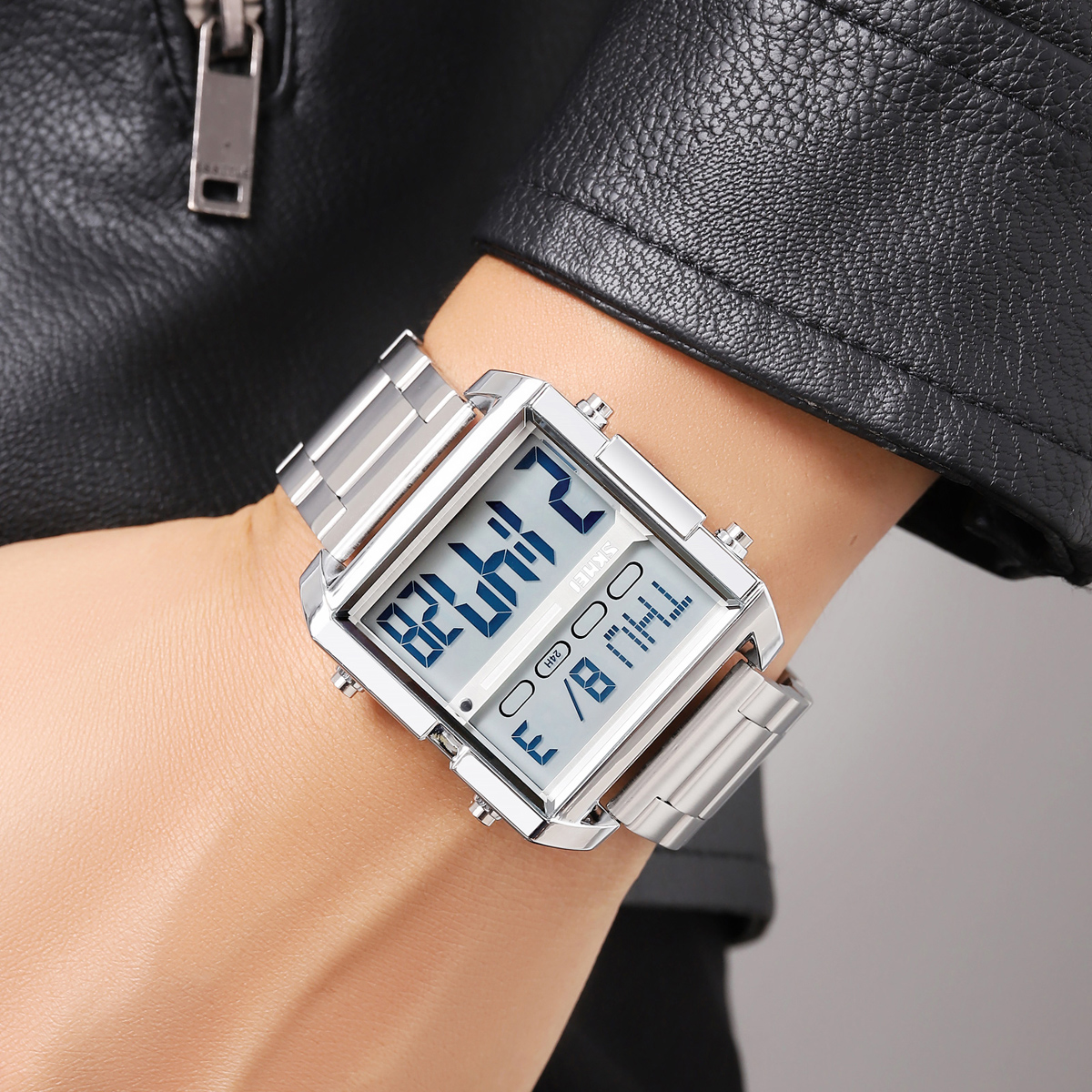 SKMEI 2299 Stainless Steel Multifunctional Outdoor Business Watches