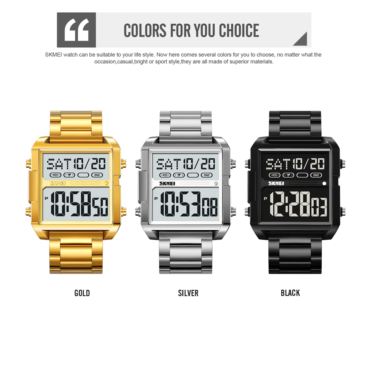 SKMEI 2299 Stainless Steel Multifunctional Outdoor Business Watches