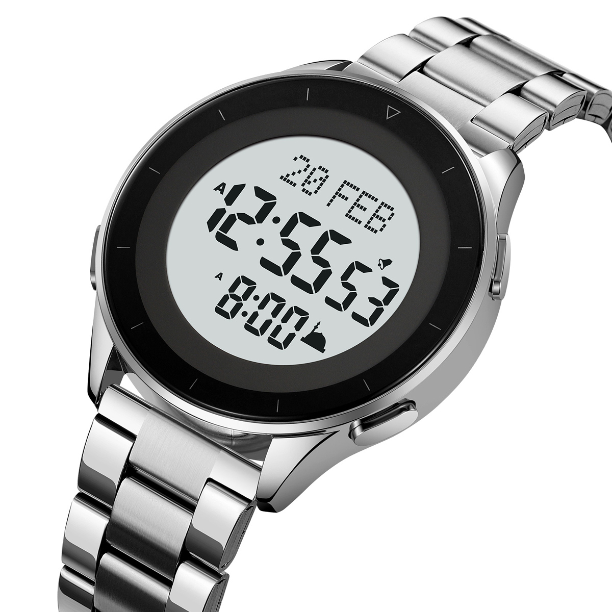 SKMEI 2300 Steel Azan Qibla Watch Muslim Prayer Reminder Time Watch