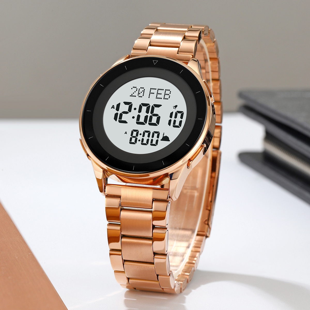 SKMEI 2300 Steel Azan Qibla Watch Muslim Prayer Reminder Time Watch