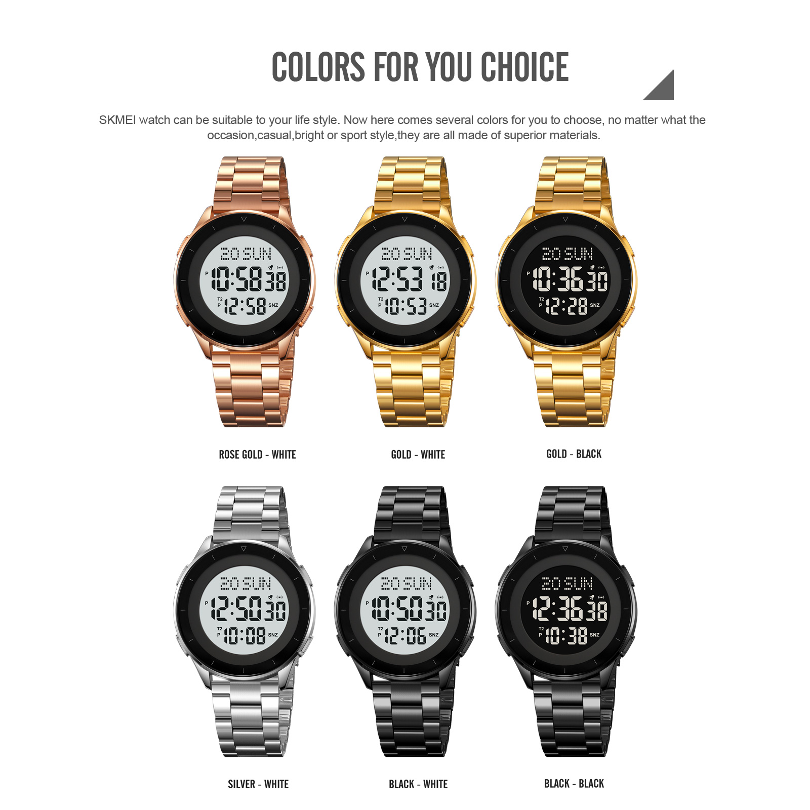 SKMEI 2032 Men Wrist Watches Waterproof Stainless Steel Digital Watch