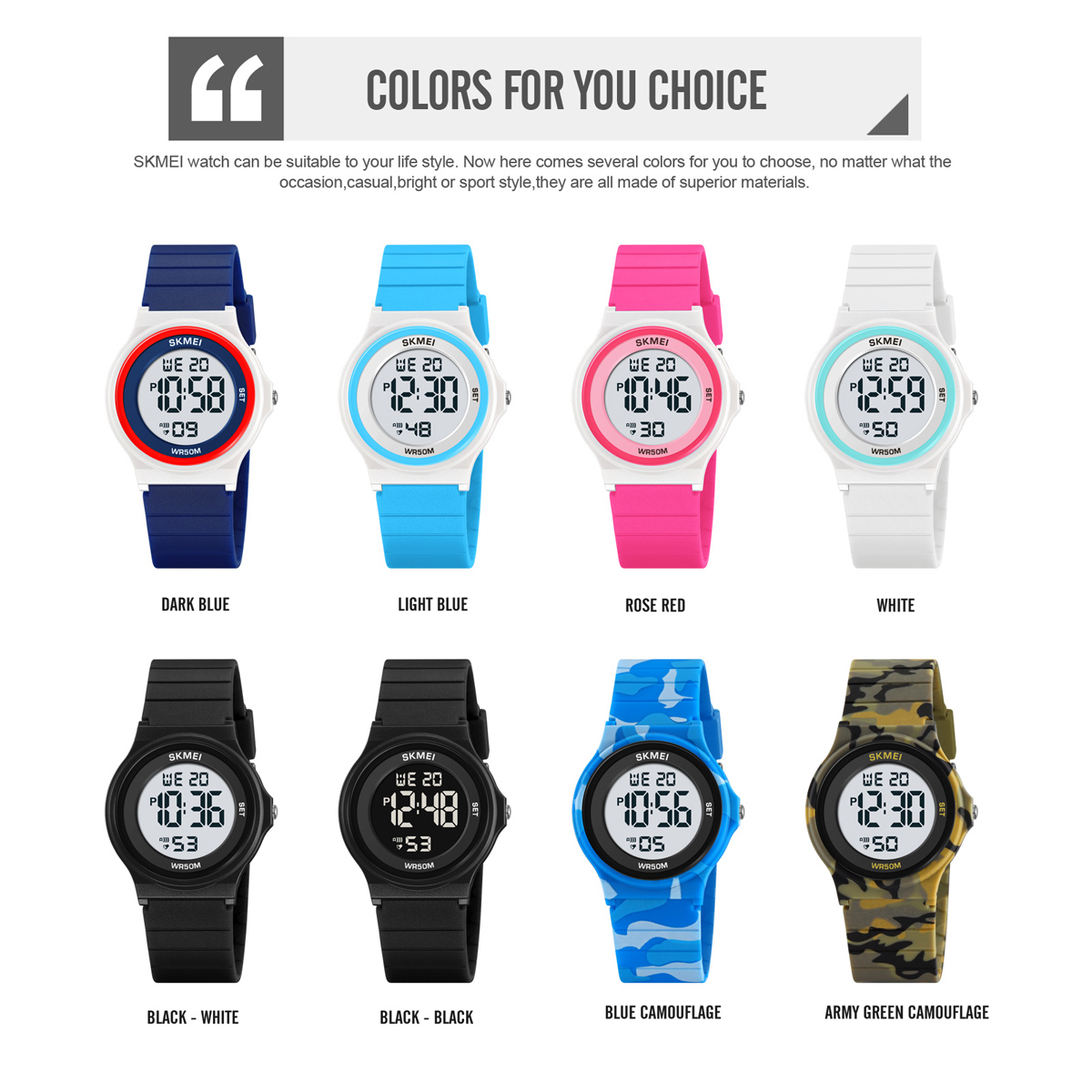 SKMEI 2303 Kids Simple Sport ABS Digital Watches