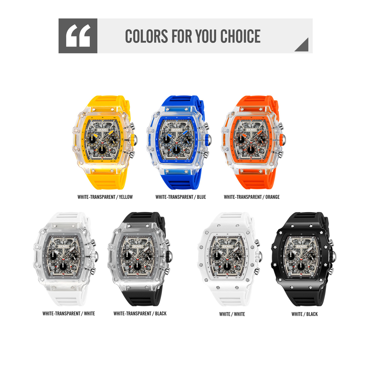 Watch Skmei 2305 Luxury Six Hands Sport Style Wristwatch Silicone Gel 5ATM Waterproof Men Quartz Watches