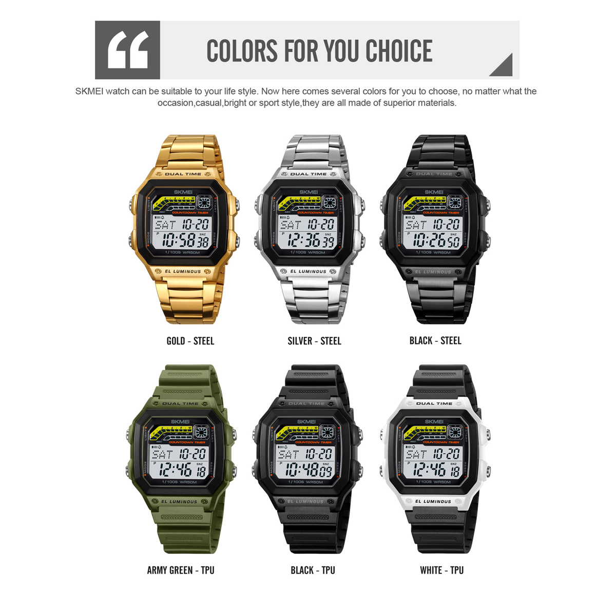 SKMEI 2307 Wholesale Custom logo Sport Man Watch Waterproof