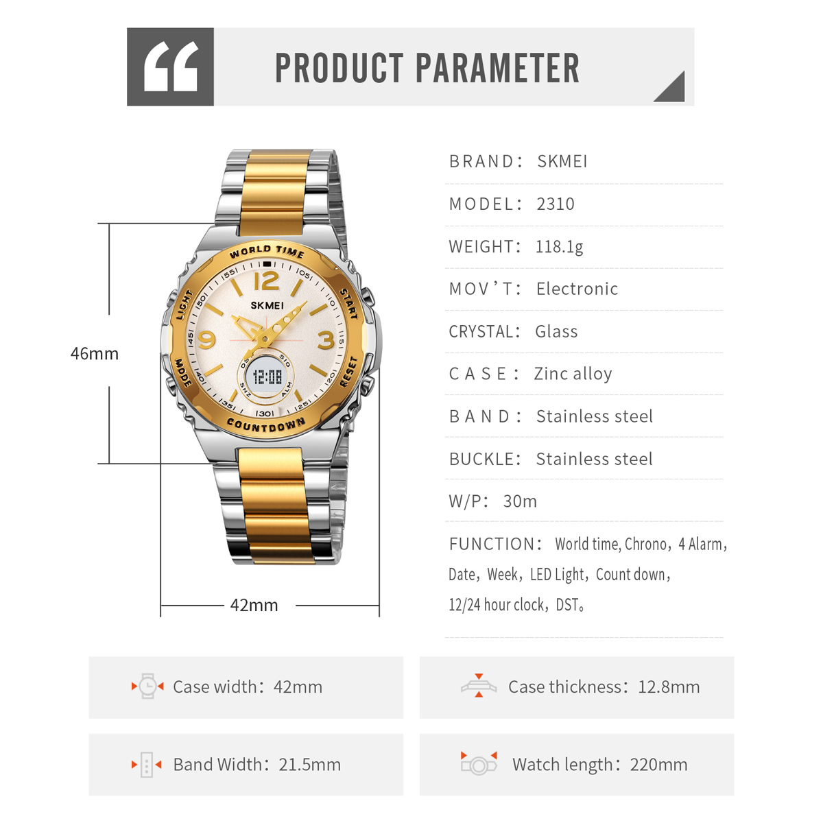 SKMEI 2310 Luxury Quartz Watch Business Mens Quartz Watches