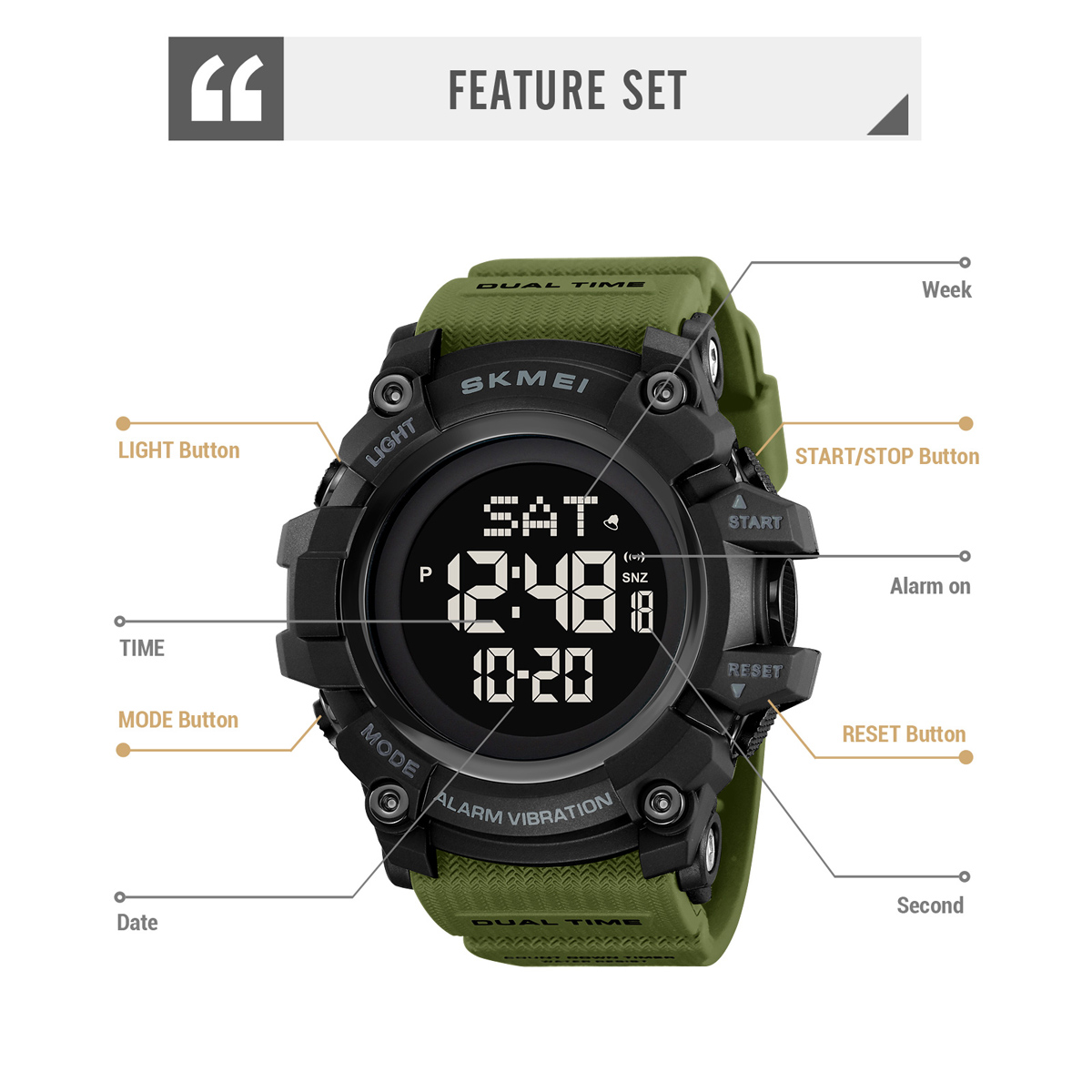 SKMEI 2313 Vibrating alarm watch