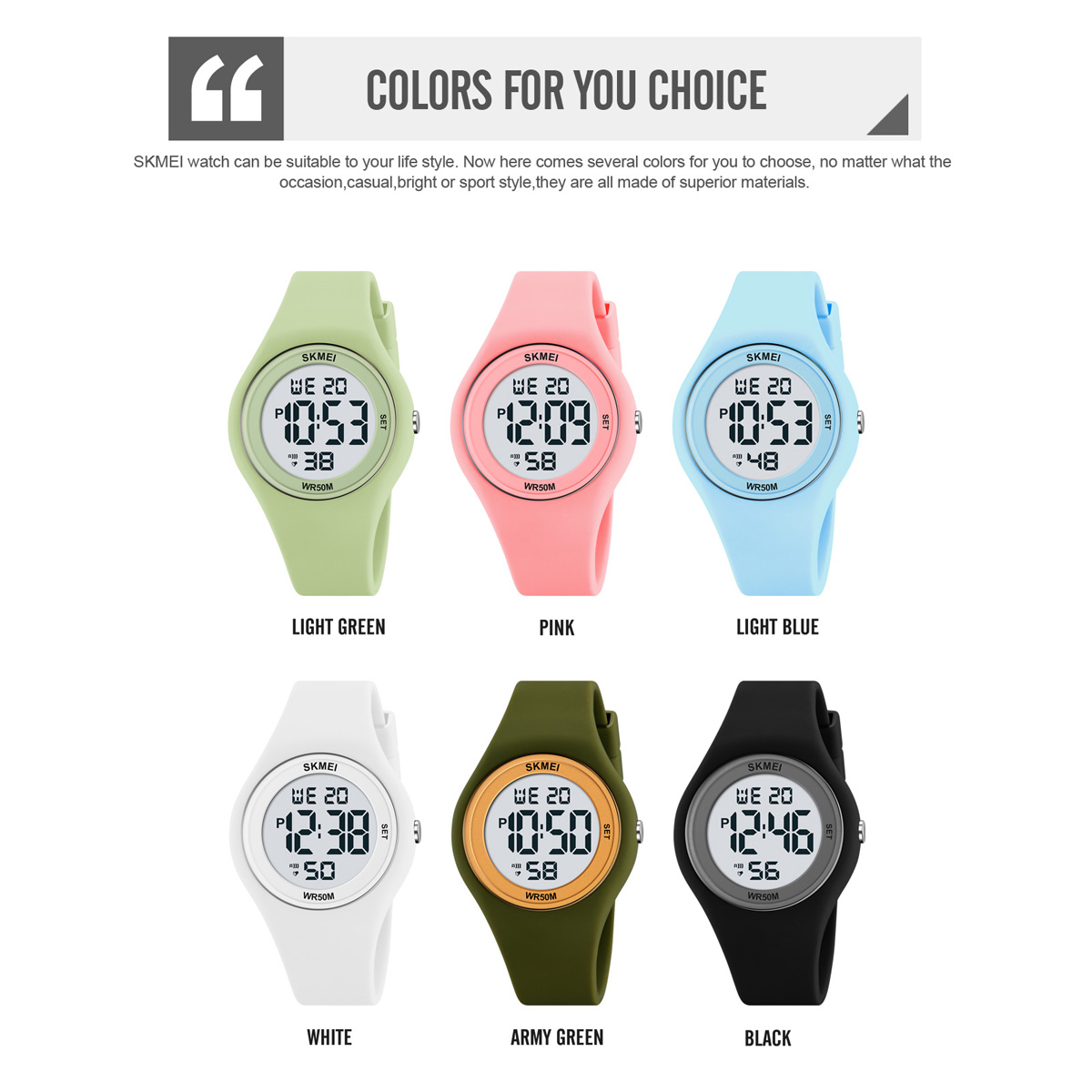 SKMEI 2317 Beautiful Guangzhou Girls Digital Watch Original Silicone Strap