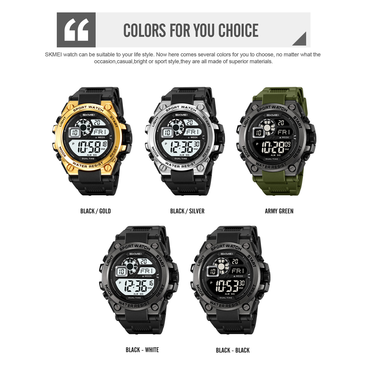 SKMEI 2318 Sport Shock Watch Alarm Wholesale Orologi Digit Wristwatch