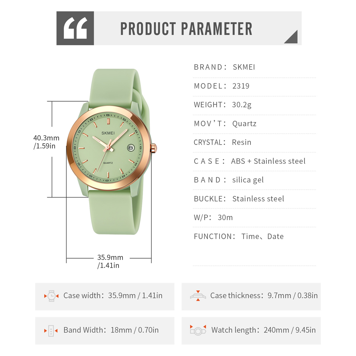 Fashion Teenage Skmei 2319 Waterproof Sport Student Male Minimal Watch