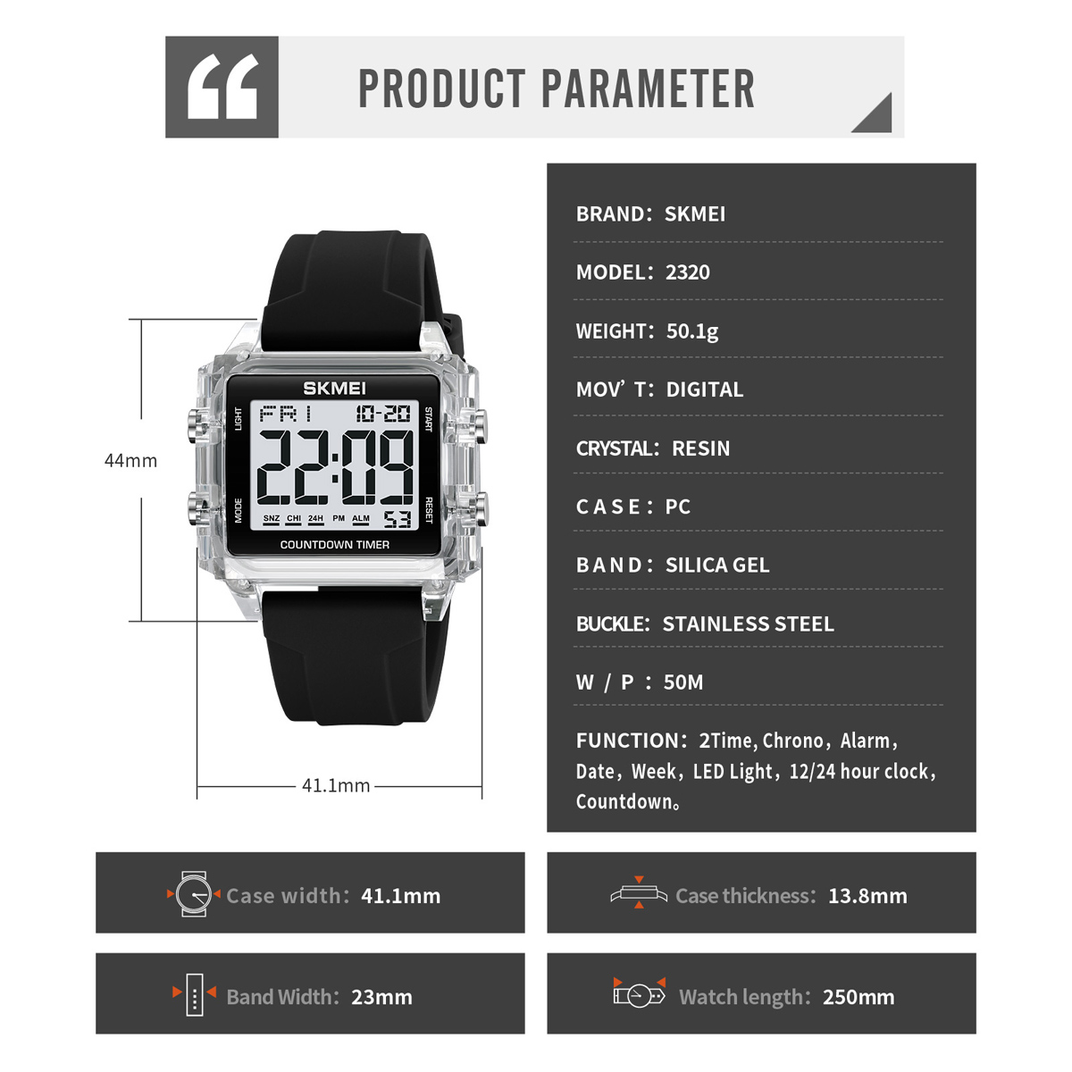 Skmei 2320 Plastic Digital Watch for Men and Women