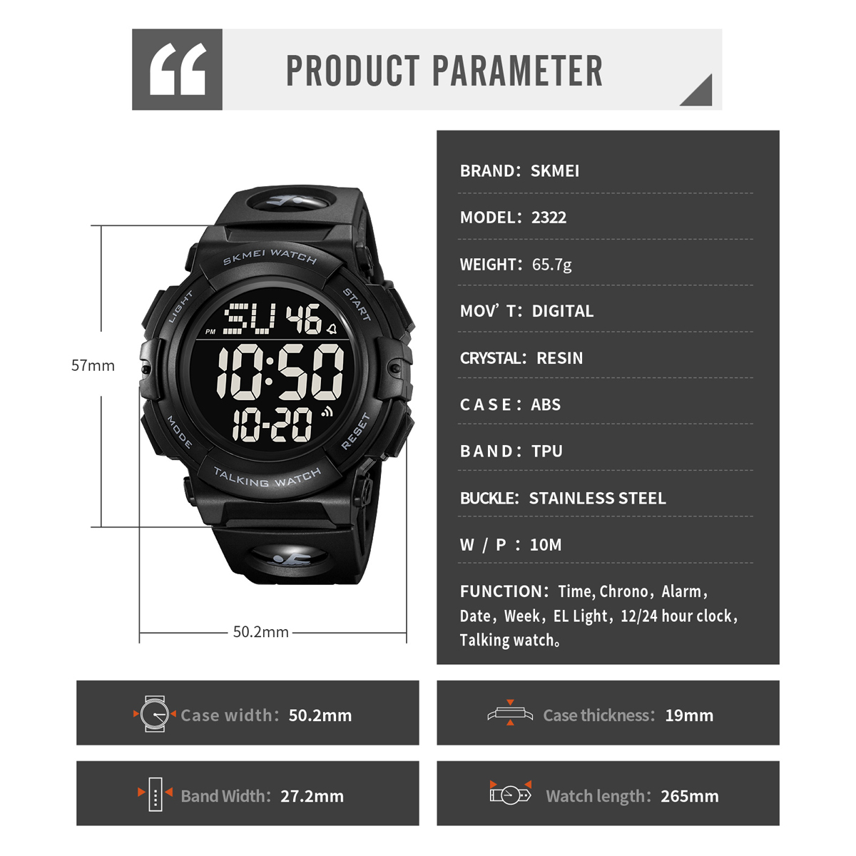  SKMEI 2322 Outside Sport Waterproof OEM Digital Wristwatches