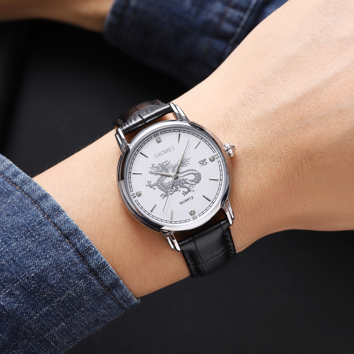 Skmei 2327  Chinese Zodiac Signs Custom logo Leather Men Watch