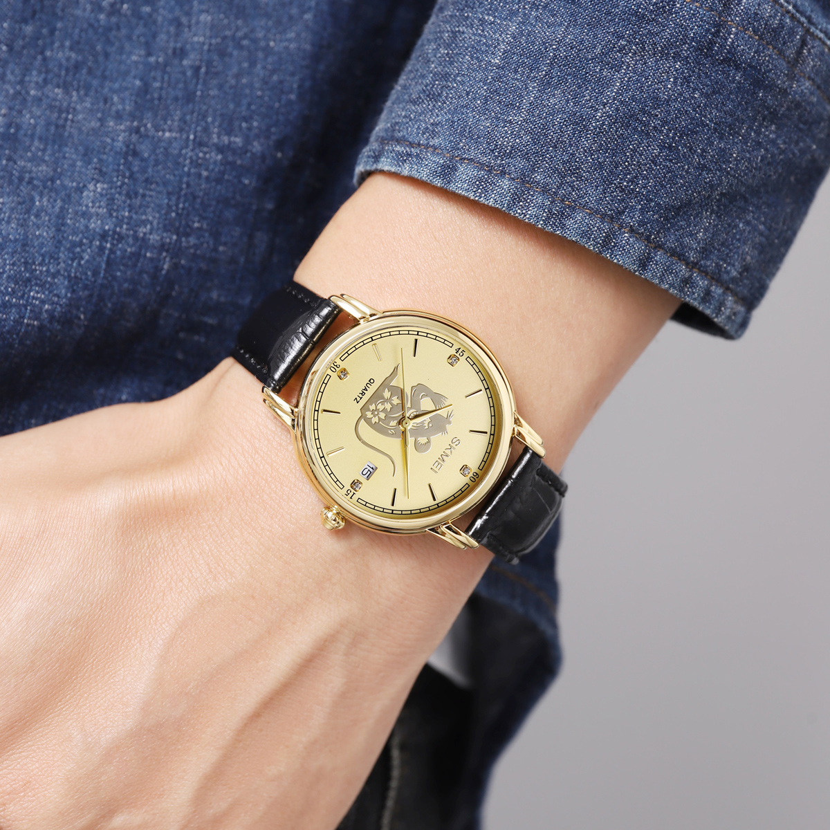 Skmei 2327  Chinese Zodiac Signs Custom logo Leather Men Watch