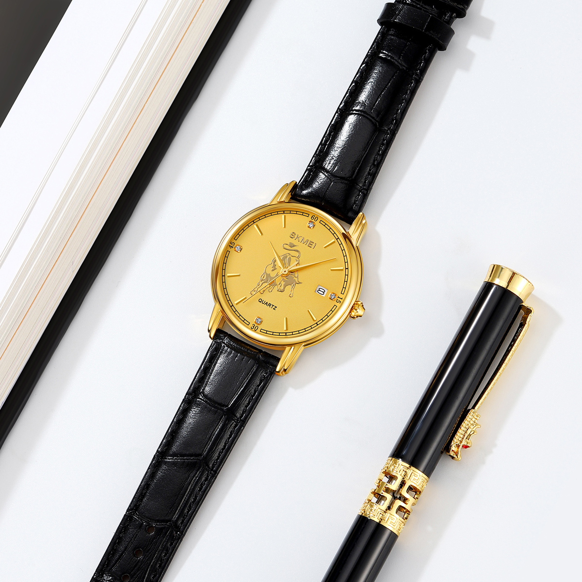 Skmei 2327  Chinese Zodiac Signs Custom logo Leather Men Watch