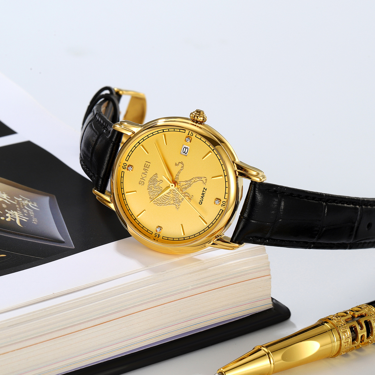 Skmei 2327  Chinese Zodiac Signs Custom logo Leather Men Watch