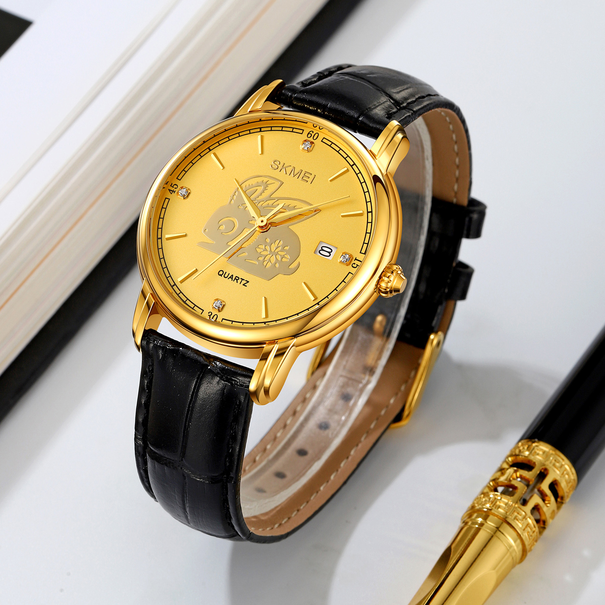 Skmei 2327  Chinese Zodiac Signs Custom logo Leather Men Watch