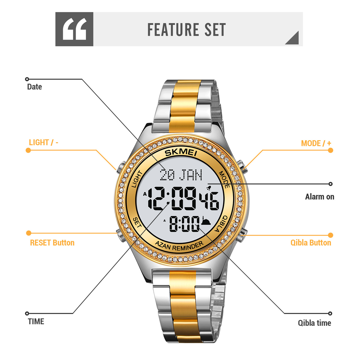 SKMEI 2330 Worship Muslim Azan Clock Watch