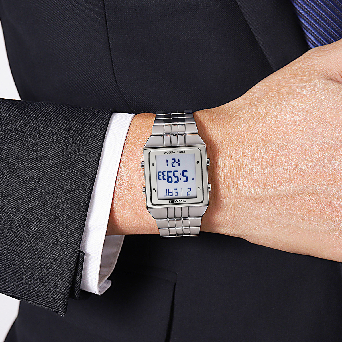 New Arrival Men Digital Watch Skmei 2335 Stainless Steel Strap