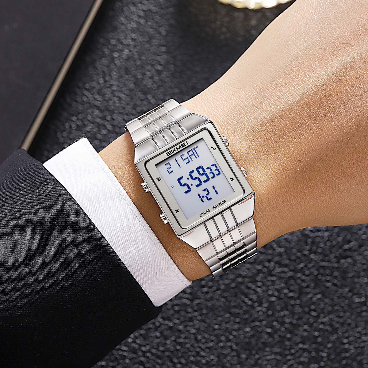New Arrival Men Digital Watch Skmei 2335 Stainless Steel Strap