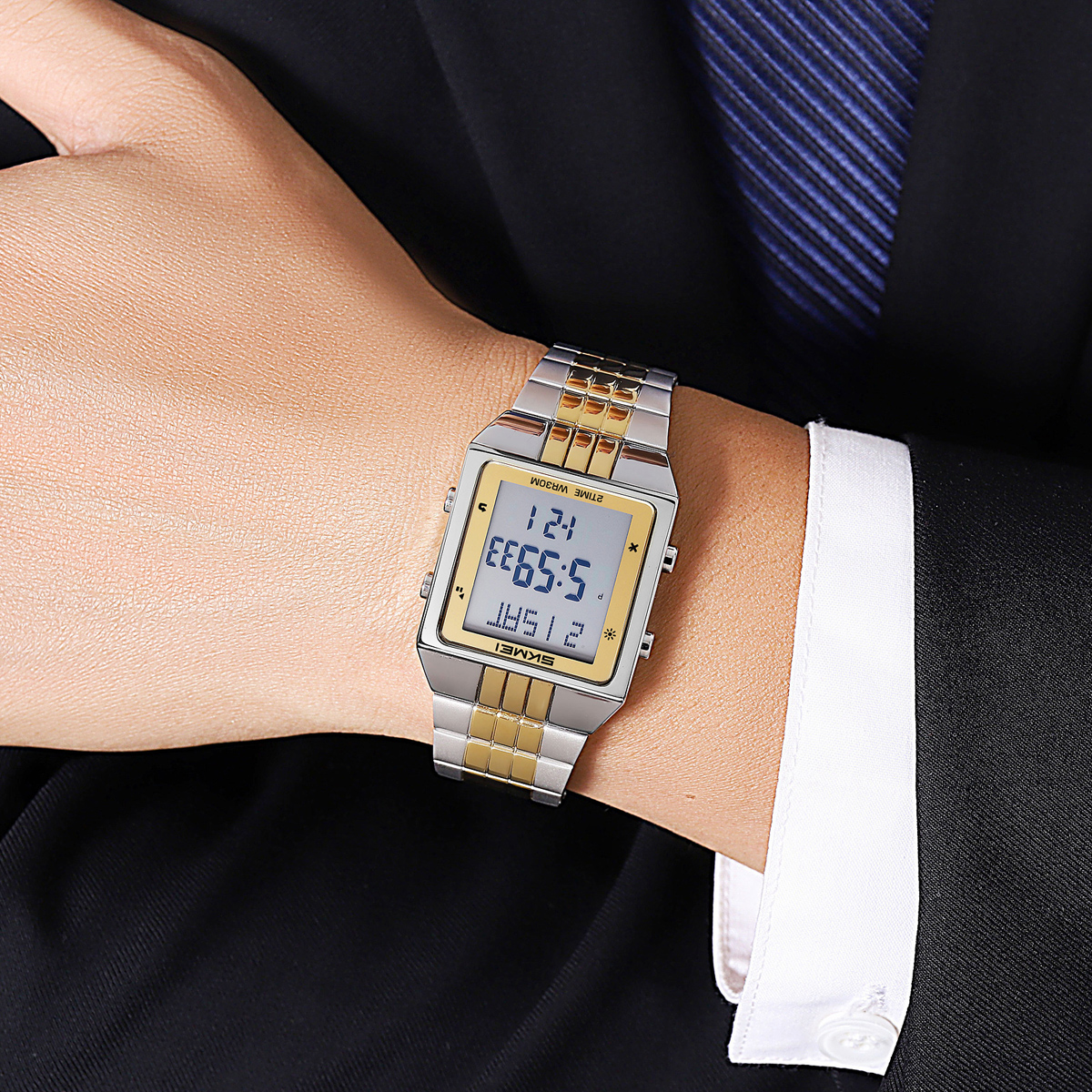 New Arrival Men Digital Watch Skmei 2335 Stainless Steel Strap