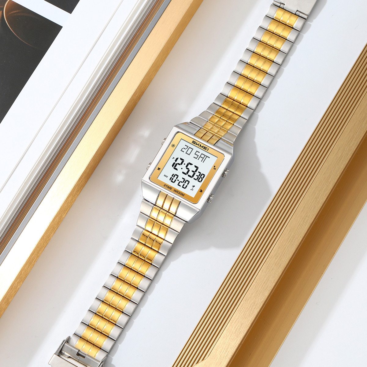 New Arrival Men Digital Watch Skmei 2335 Stainless Steel Strap