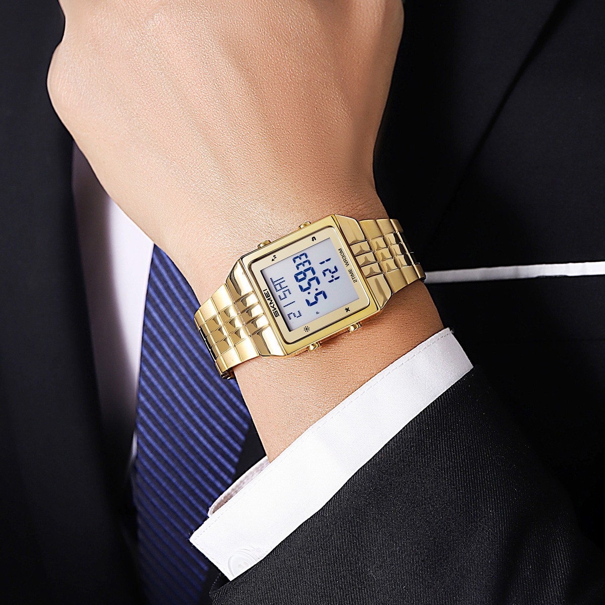 New Arrival Men Digital Watch Skmei 2335 Stainless Steel Strap