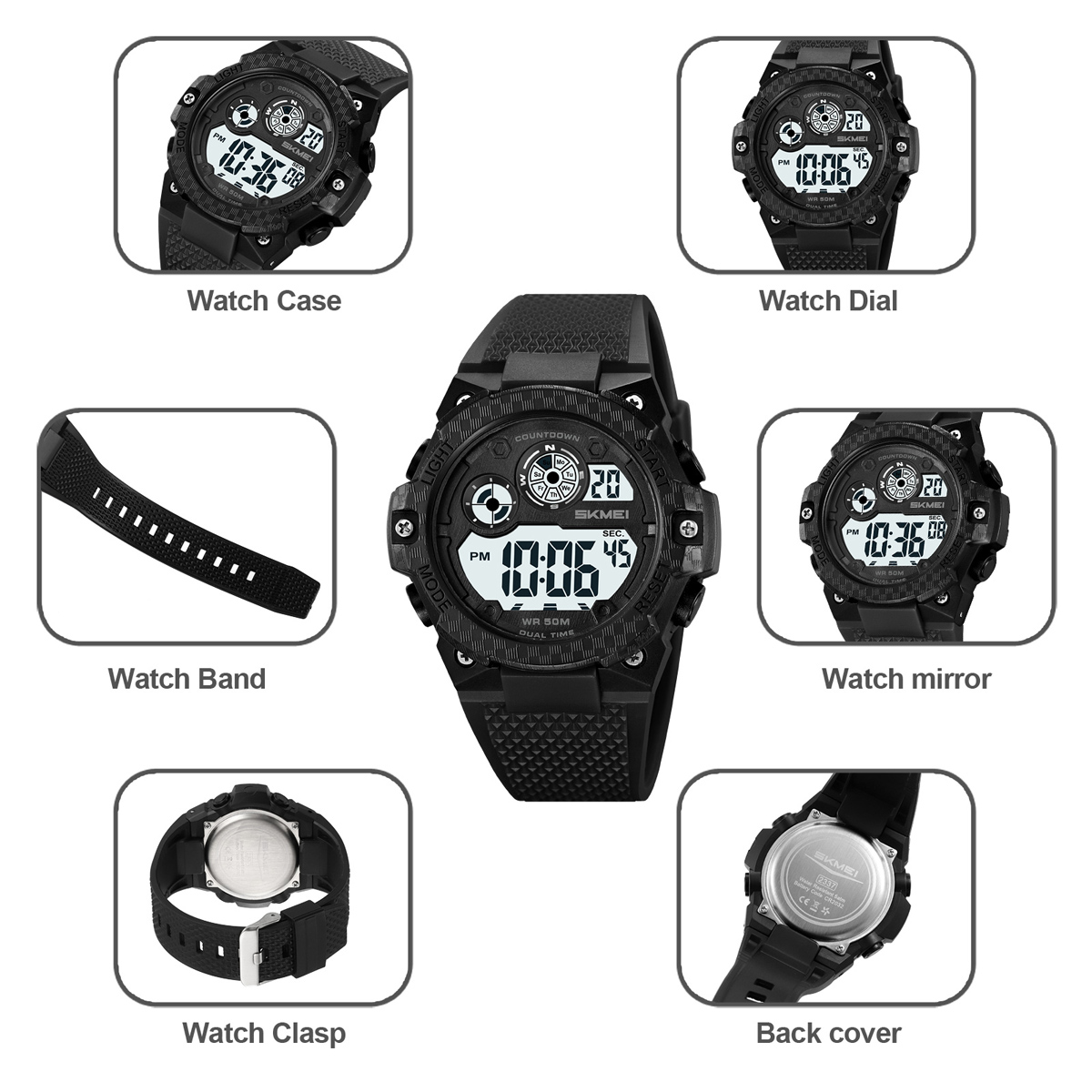 SKMEI 2337 Teenage Fashion 50m Waterproof Sport Chrono Watch 