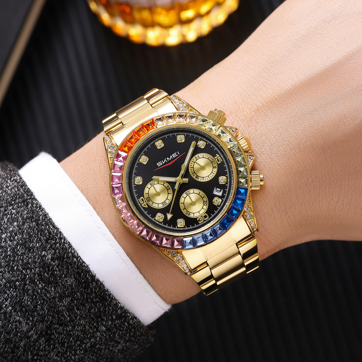 SKMEI 2352 Luxury Gold Custom Logo Mens Watch Wholesale