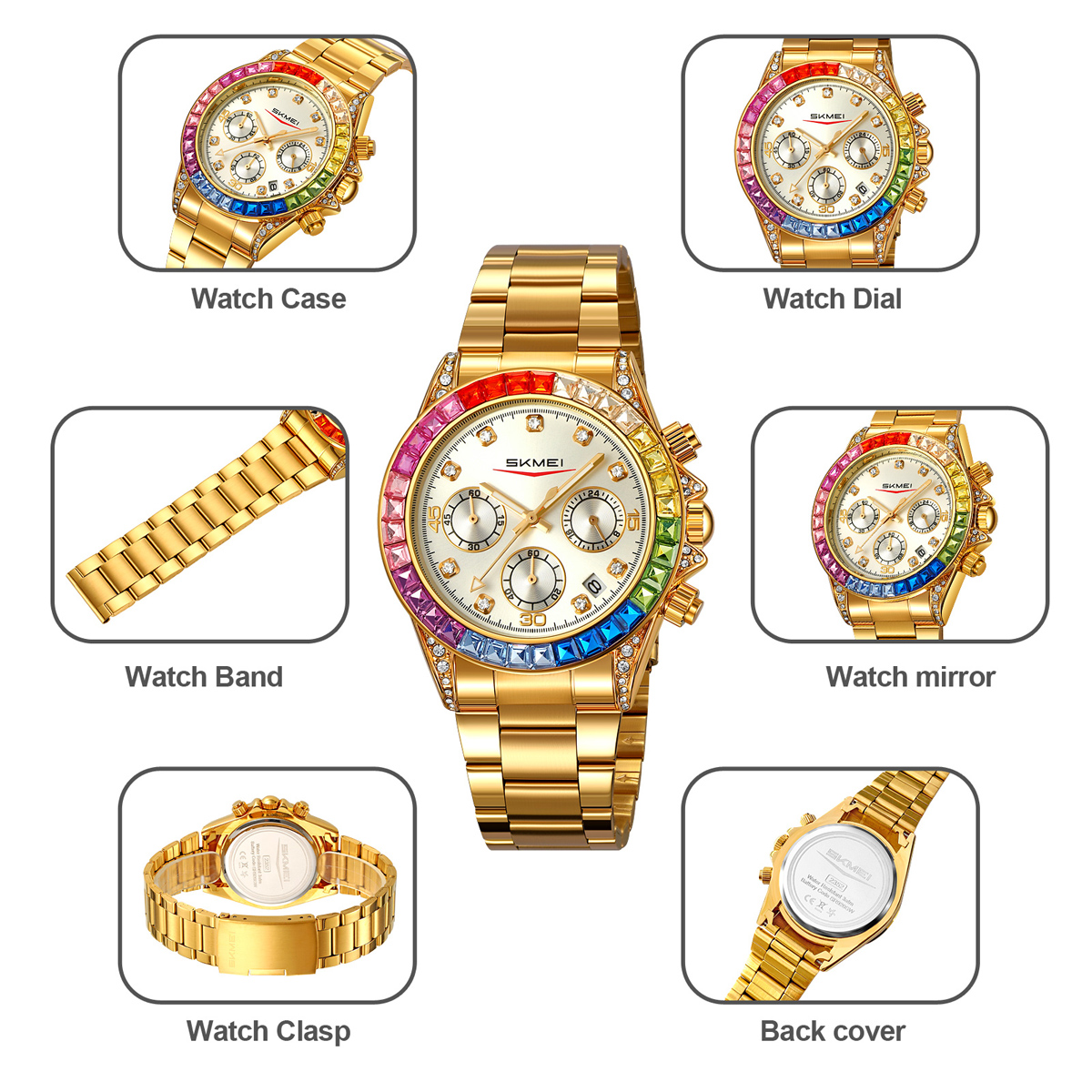 SKMEI 2352 Luxury Gold Custom Logo Mens Watch Wholesale