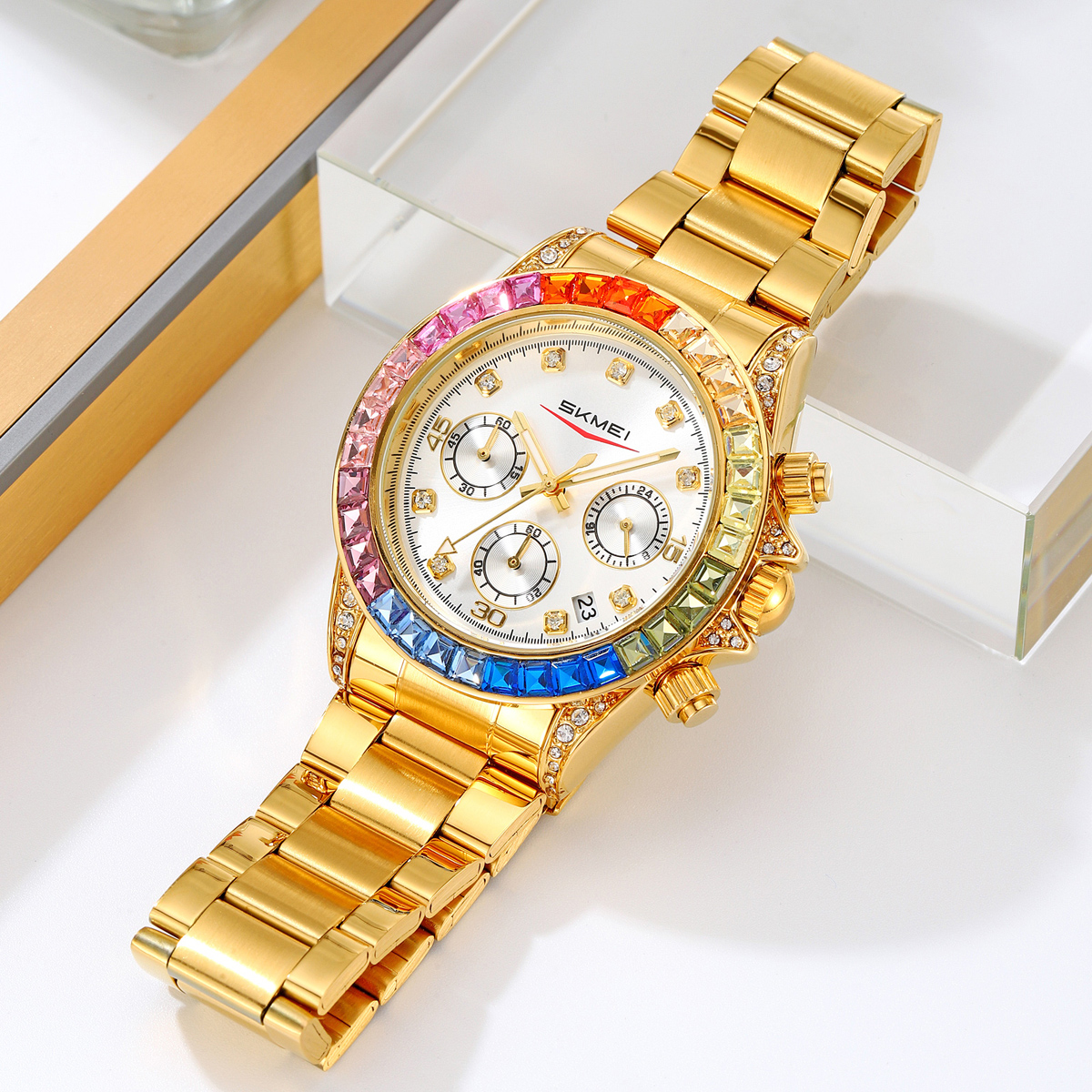 SKMEI 2352 Luxury Gold Custom Logo Mens Watch Wholesale