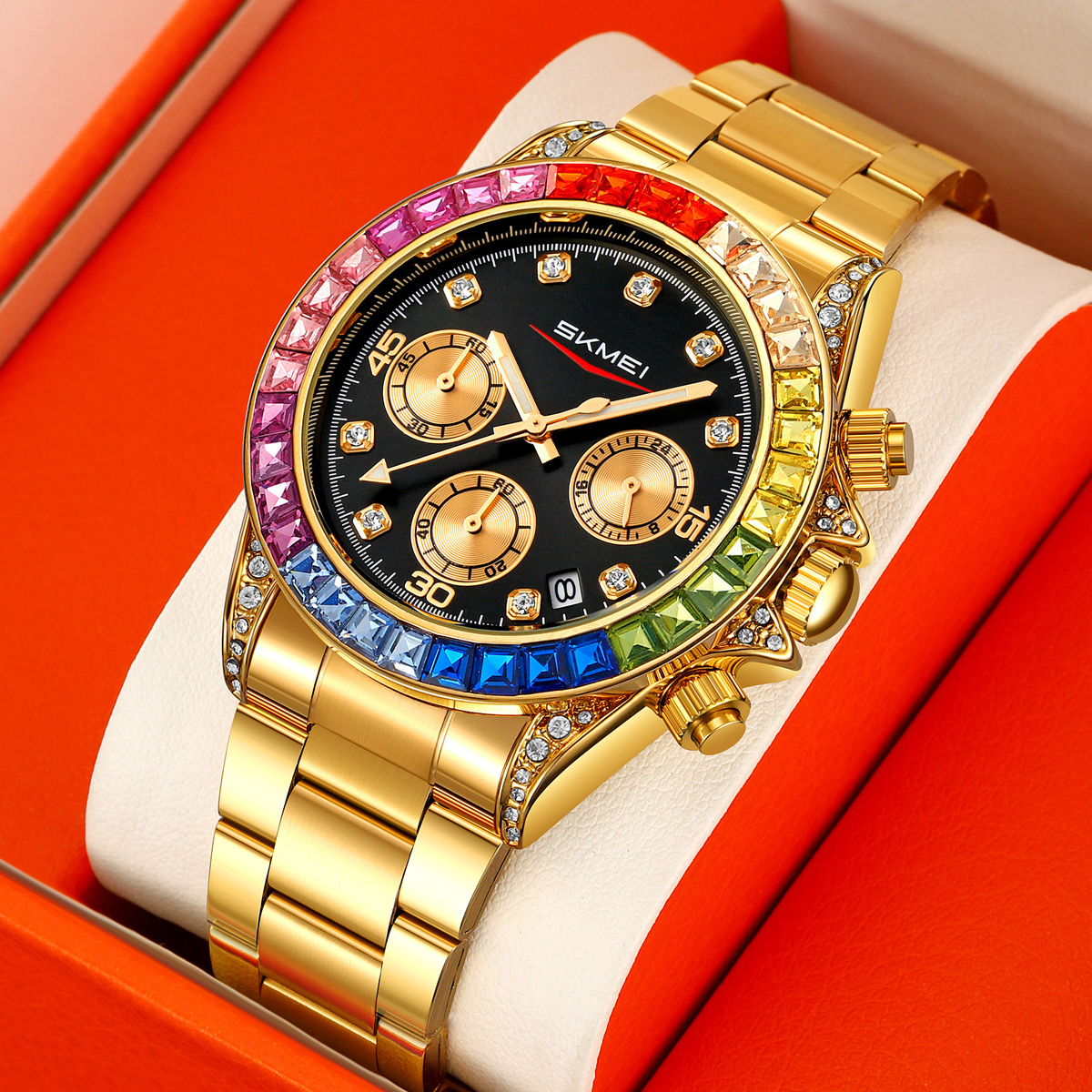 SKMEI 2352 Luxury Gold Custom Logo Mens Watch Wholesale